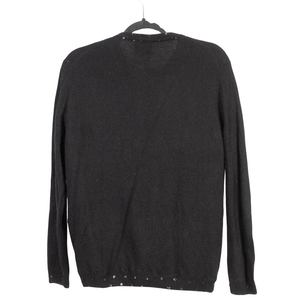 Shek VTG 80s Beaded Cardigan Sweater 40 S Black Lambswool Angora Whimsigoth Knit - Picture 6 of 6